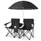 Foldable Picnic Chair with Adjustable Umbrella and Beverage Holders